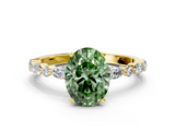 Yellow gold Fancy Green Oval  Solitaire with Side Stones on a Pavé Band and Four-Prong Setting_23