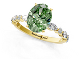 Yellow gold Fancy Green Oval  Solitaire with Side Stones on a Pavé Band and Four-Prong Setting_24