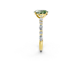Yellow gold Fancy Green Oval  Solitaire with Side Stones on a Pavé Band and Four-Prong Setting_25