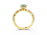 Yellow gold Fancy Green Oval  Solitaire with Side Stones on a Pavé Band and Four-Prong Setting_26