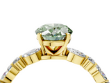 Yellow gold Fancy Green Oval  Solitaire with Side Stones on a Pavé Band and Four-Prong Setting_27