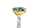 Yellow gold Fancy Green Oval  Solitaire with Side Stones on a Pavé Band and Four-Prong Setting_28