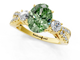 Yellow gold Fancy Green Oval  Three-Stone Diamond Ring with Pavé Split Shank and Four-Prong Setting_63