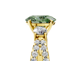 Yellow gold Fancy Green Oval  Three-Stone Diamond Ring with Pavé Split Shank and Four-Prong Setting_67