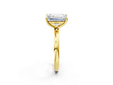 Yellow gold Fancy Green Oval  and Emerald Cut Toi Moi Ring with Prong Setting_65
