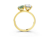 Yellow gold Fancy Green Oval  and Emerald Cut Toi Moi Ring with Prong Setting_66