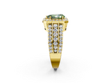 Yellow gold Fancy Green Pear -Cut Halo Diamond Ring with Split Shank and Four-Prong Setting_103