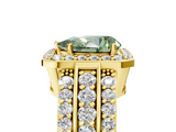 Yellow gold Fancy Green Pear -Cut Halo Diamond Ring with Split Shank and Four-Prong Setting_106