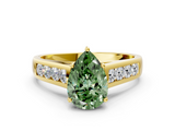 Yellow gold Fancy Green Pear  Brilliant Channel-Set Solitaire Ring with Four-Prong Setting_20