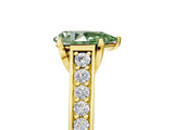 Yellow gold Fancy Green Pear  Brilliant Cut Diamond Engagement Ring with Pavé Band and Four-Prong Setting_54