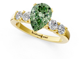 Yellow gold Fancy Green Pear  Brilliant Cut Diamond Five-Stone Prong Set Engagement Ring with Channel Band_4