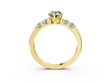 Yellow gold Fancy Green Pear  Brilliant Cut Diamond Five-Stone Prong Set Engagement Ring with Channel Band_6