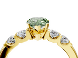 Yellow gold Fancy Green Pear  Brilliant Cut Diamond Five-Stone Prong Set Engagement Ring with Channel Band_7