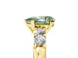Yellow gold Fancy Green Pear  Brilliant Cut Diamond Five-Stone Prong Set Engagement Ring with Channel Band_8