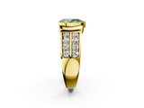 Yellow gold Fancy Green Pear  Brilliant Diamond Channel Set Wide Band Ring with Bezel Setting_22
