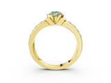 Yellow gold Fancy Green Pear  Brilliant Diamond Channel Set Wide Band Ring with Bezel Setting_23