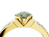 Yellow gold Fancy Green Pear  Brilliant Diamond Channel Set Wide Band Ring with Bezel Setting_24