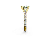 Yellow gold Fancy Green Pear  Brilliant Diamond Solitaire with Pavé Band and Four-Prong Setting 2
