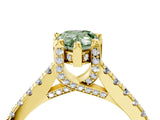 Yellow gold Fancy Green Pear  Brilliant Diamond Solitaire with Pavé Band and Four-Prong Setting 4