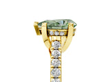 Yellow gold Fancy Green Pear  Brilliant Diamond Solitaire with Pavé Band and Four-Prong Setting 5