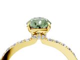 Yellow gold Fancy Green Pear  Brilliant Pavé Band Solitaire with Four-Prong Setting_62