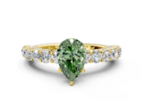 Yellow gold Fancy Green Pear  Brilliant Solitaire with Pavé Band and Four-Prong Setting_41