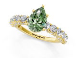 Yellow gold Fancy Green Pear  Brilliant Solitaire with Pavé Band and Four-Prong Setting_42