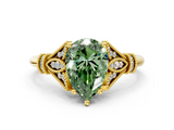 Yellow gold Fancy Green Pear  Brilliant Solitaire with Pave Band and Four-Prong Setting_20