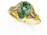 Yellow gold Fancy Green Pear  Brilliant Solitaire with Pave Band and Four-Prong Setting_21