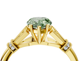 Yellow gold Fancy Green Pear  Brilliant Solitaire with Pave Band and Four-Prong Setting_24