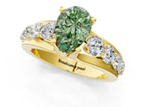 Yellow gold Fancy Green Pear  Brilliant Solitaire with Side Stones on a Pave Band and Four-Prong Setting_25