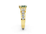 Yellow gold Fancy Green Pear  Brilliant Solitaire with Side Stones on a Pave Band and Four-Prong Setting_26