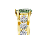 Yellow gold Fancy Green Pear  Brilliant Solitaire with Side Stones on a Pave Band and Four-Prong Setting_29