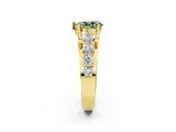 Yellow gold Fancy Green Pear  Brilliant Solitaire with Side Stones on a Pave Band and Four-Prong Setting_50