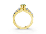 Yellow gold Fancy Green Pear  Brilliant Solitaire with Side Stones on a Pave Band and Four-Prong Setting_51