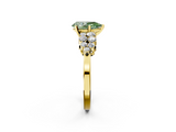 Yellow gold Fancy Green Pear  Cluster Diamond Engagement Ring with Pavé Band and Four-Prong Setting_68