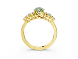 Yellow gold Fancy Green Pear  Cluster Diamond Engagement Ring with Pavé Band and Four-Prong Setting_69