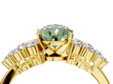 Yellow gold Fancy Green Pear  Cluster Diamond Engagement Ring with Pavé Band and Four-Prong Setting_70