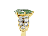 Yellow gold Fancy Green Pear  Cluster Diamond Engagement Ring with Pavé Band and Four-Prong Setting_71
