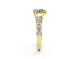Yellow gold Fancy Green Pear Cut Brilliant Diamond Pavé Band with Six-Prong Setting_14