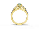 Yellow gold Fancy Green Pear Cut Brilliant Diamond Pavé Band with Six-Prong Setting_15
