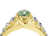 Yellow gold Fancy Green Pear Cut Brilliant Diamond Pavé Band with Six-Prong Setting_16