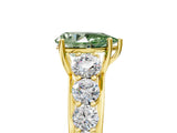 Yellow gold Fancy Green Pear Cut Brilliant Diamond Pavé Band with Six-Prong Setting_17