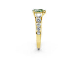 Yellow gold Fancy Green Pear Cut Brilliant Diamond Pavé Band with Six-Prong Setting_2
