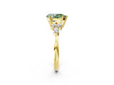 Yellow gold Fancy Green Pear Cut Brilliant Diamond Solitaire Ring with Pear Side Stones and Four-Prong Setting_5
