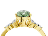 Yellow gold Fancy Green Pear Cut Brilliant Diamond Solitaire Ring with Pear Side Stones and Four-Prong Setting_7