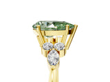 Yellow gold Fancy Green Pear Cut Brilliant Diamond Solitaire Ring with Pear Side Stones and Four-Prong Setting_8