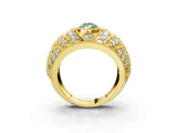 Yellow gold Fancy Green Pear Cut Brilliant Halo Pave Diamond Milgrain Ring_3