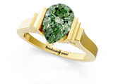 Yellow gold Fancy Green Pear Cut Brilliant Solitaire Diamond Ring with Channel Set Band and Bar Prong Setting_1