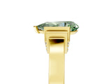 Yellow gold Fancy Green Pear Cut Brilliant Solitaire Diamond Ring with Channel Set Band and Bar Prong Setting_5